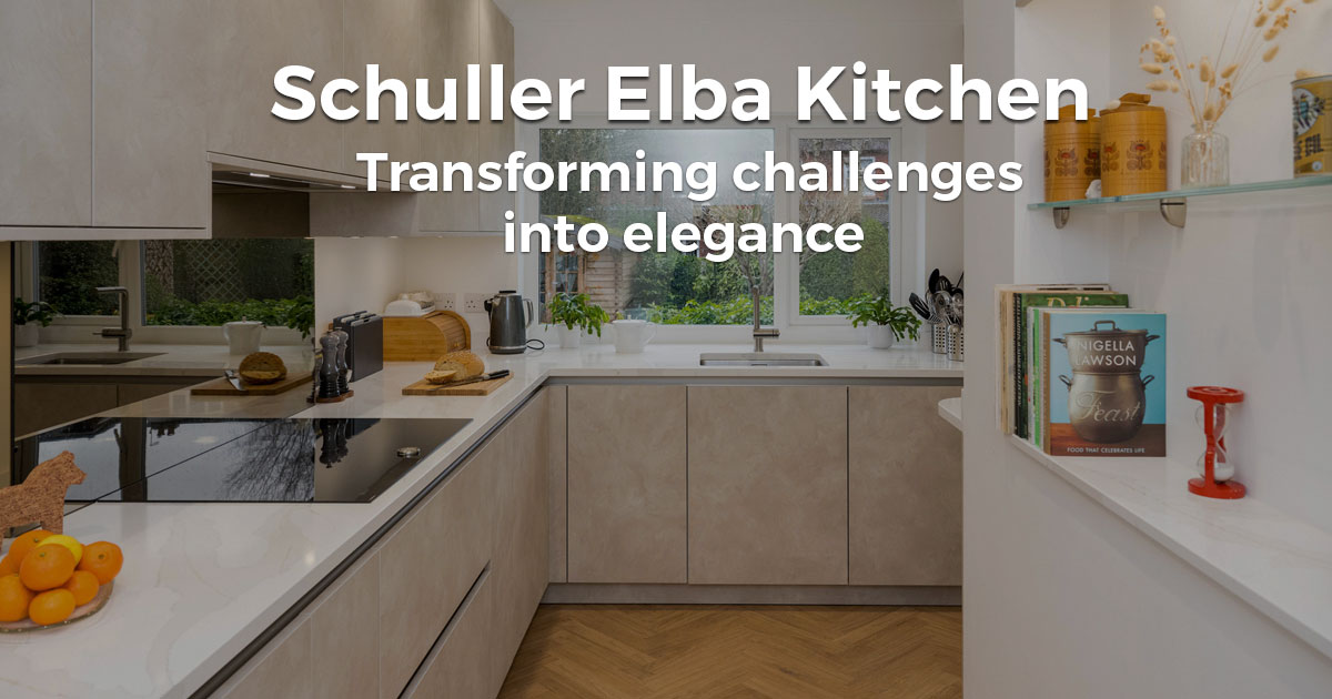 Schuller Elba Kitchen - Slate Sand, Stainless channel | Leeds