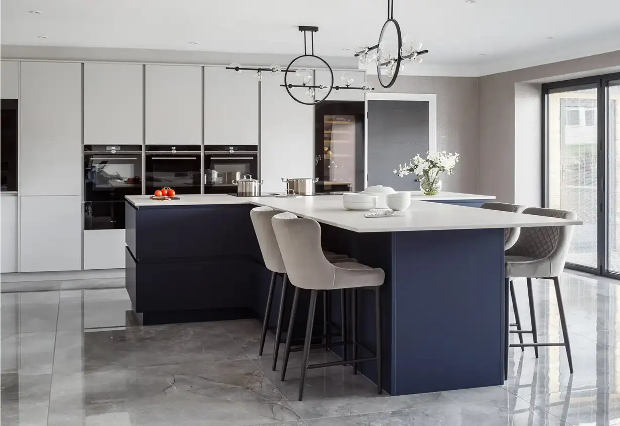 open plan kitchen with island
